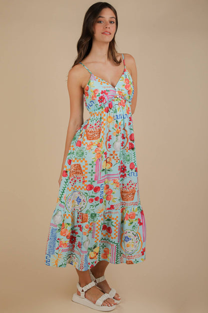 Printed Button Down Midi Dress
