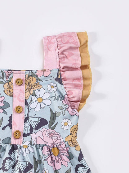 Aqua Butterfly Garden Girls Dress