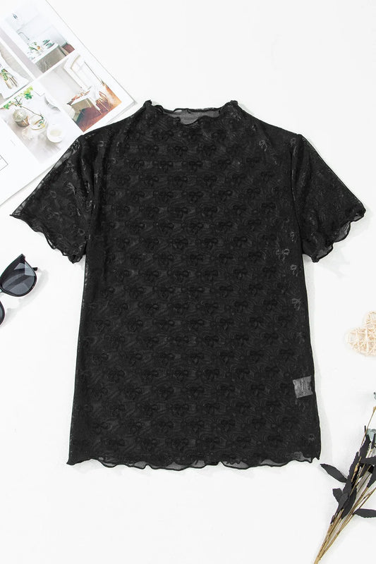 Bow Sheer Mesh Layering Shirt