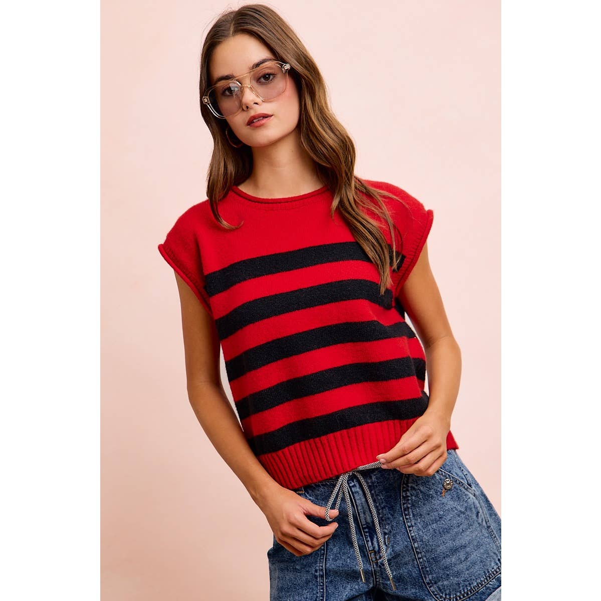 Gameday Striped Sleeves Knit Top