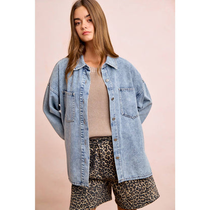 BiBi Washed Denim Shirt Jacket