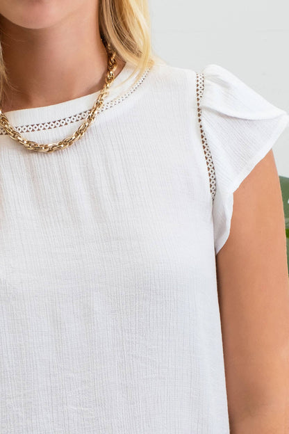 TULIP SLEEVE BACK BUTTON BLOUSE
