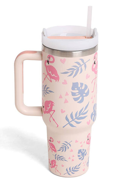 Flamingos 40oz Handle Tumbler