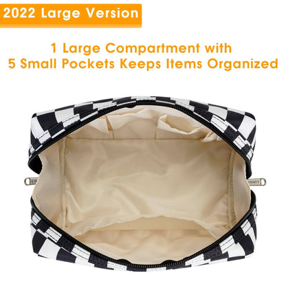 Checkered Makeup Bag Travel Cosmetic Bag Organizer Toiletry