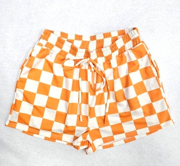 Checkered Shorts - Orange + White