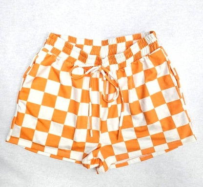 Checkered Shorts - Orange + White