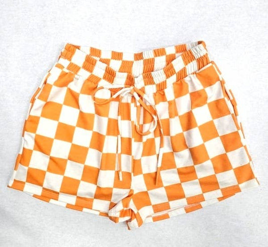 Checkered Shorts - Orange + White