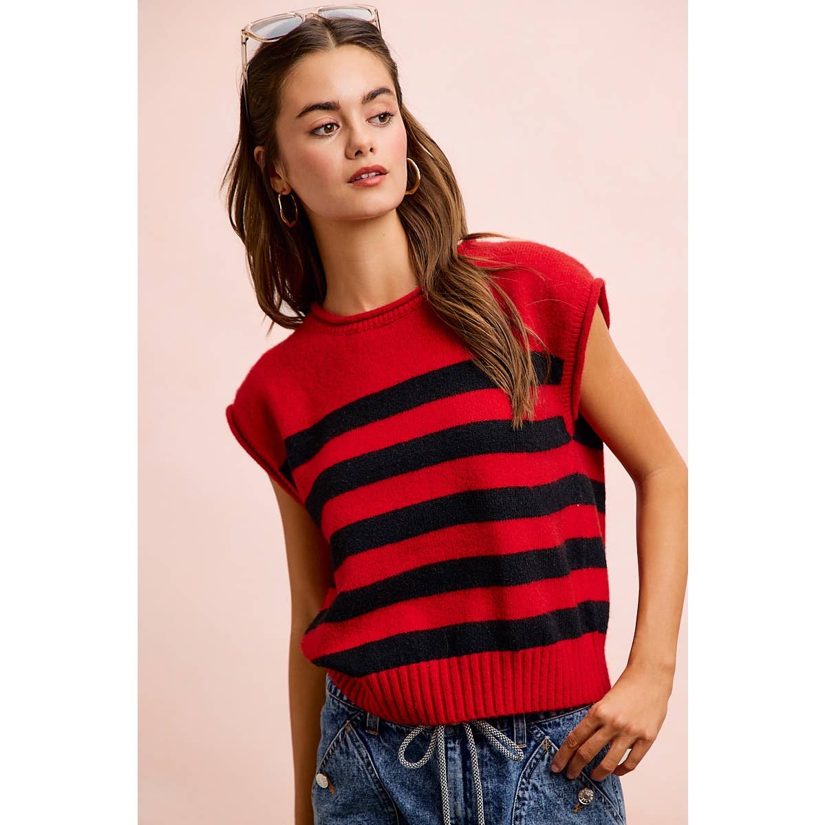 Gameday Striped Sleeves Knit Top