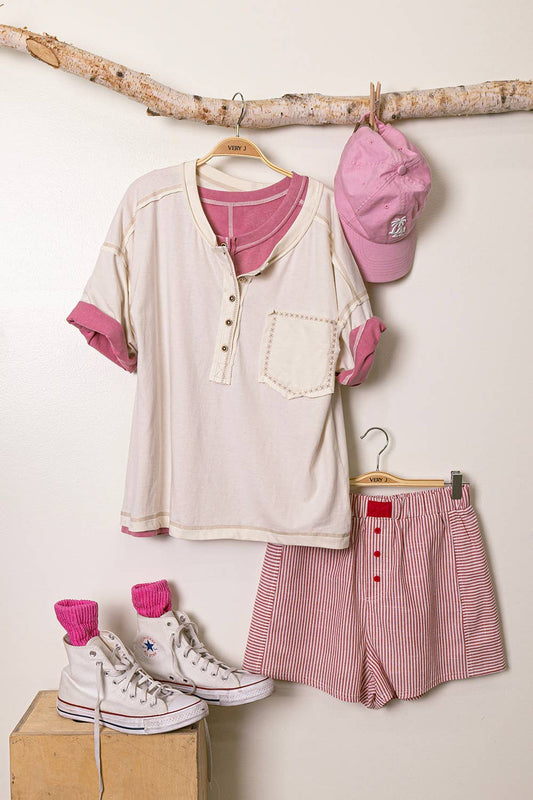 New Me - Mineral Washed Oversized Comfy Knit Top - Ivory