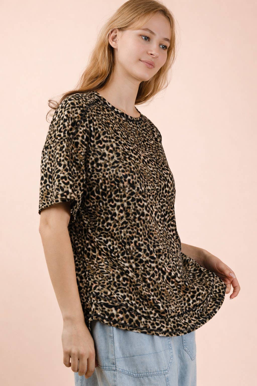 Oversized Leopard Printed Knit Top