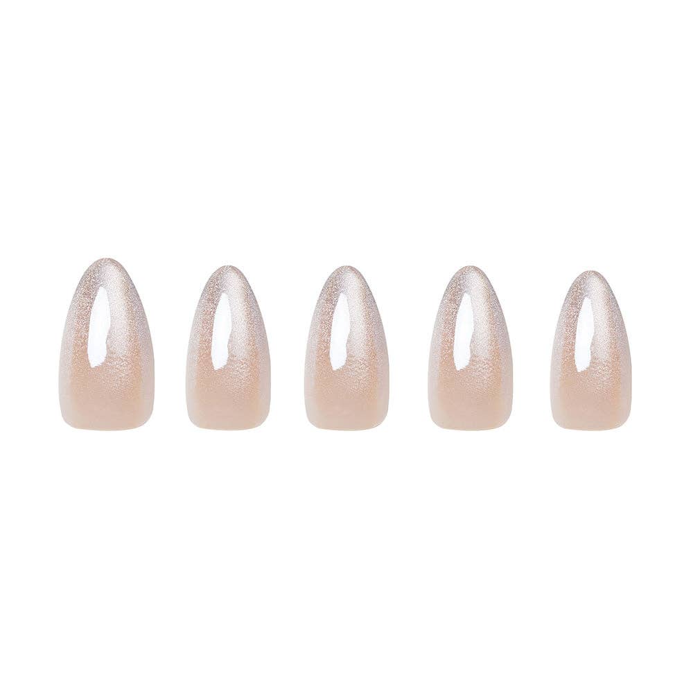 Polar Night Press-On Nails | Short Almond Silver Velvet