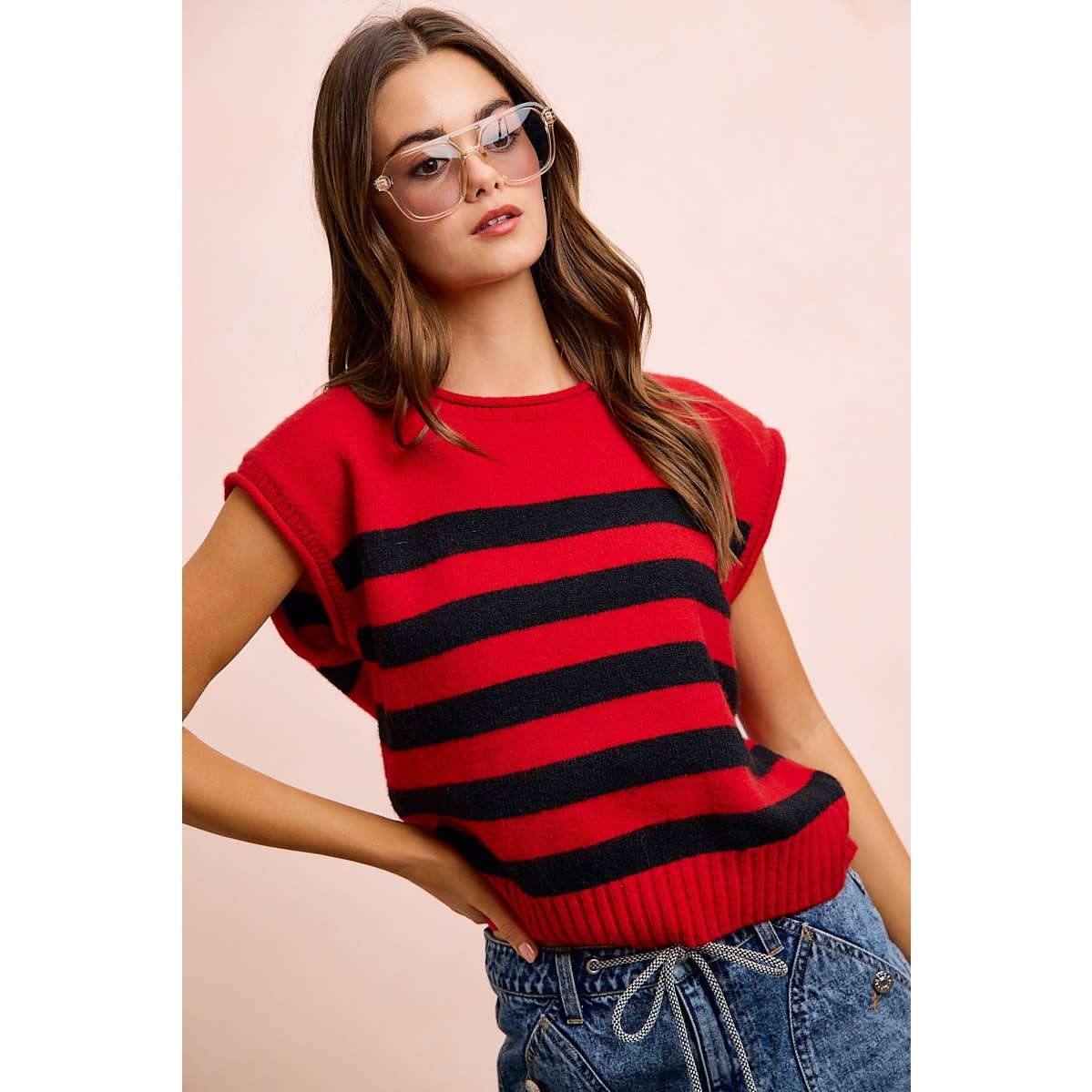 Gameday Striped Sleeves Knit Top