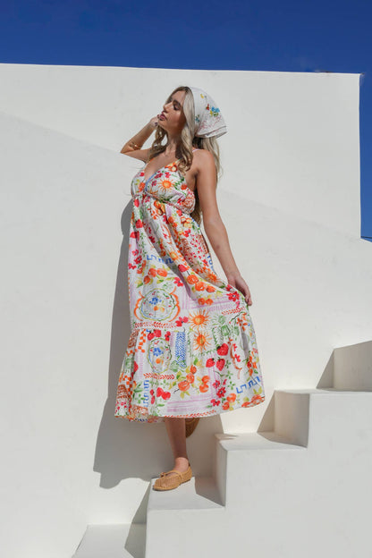 Printed Button Down Midi Dress