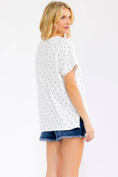 Polka Dot Short Sleeve Top