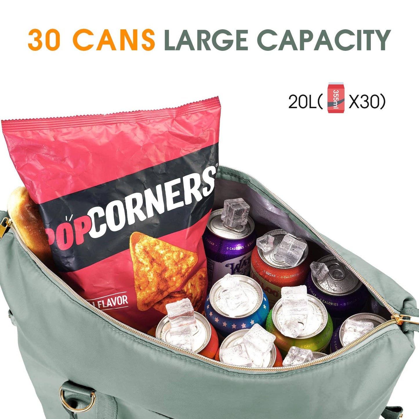 30 Can Insulated Soft Leakproof Cooler Tote Camping Bag