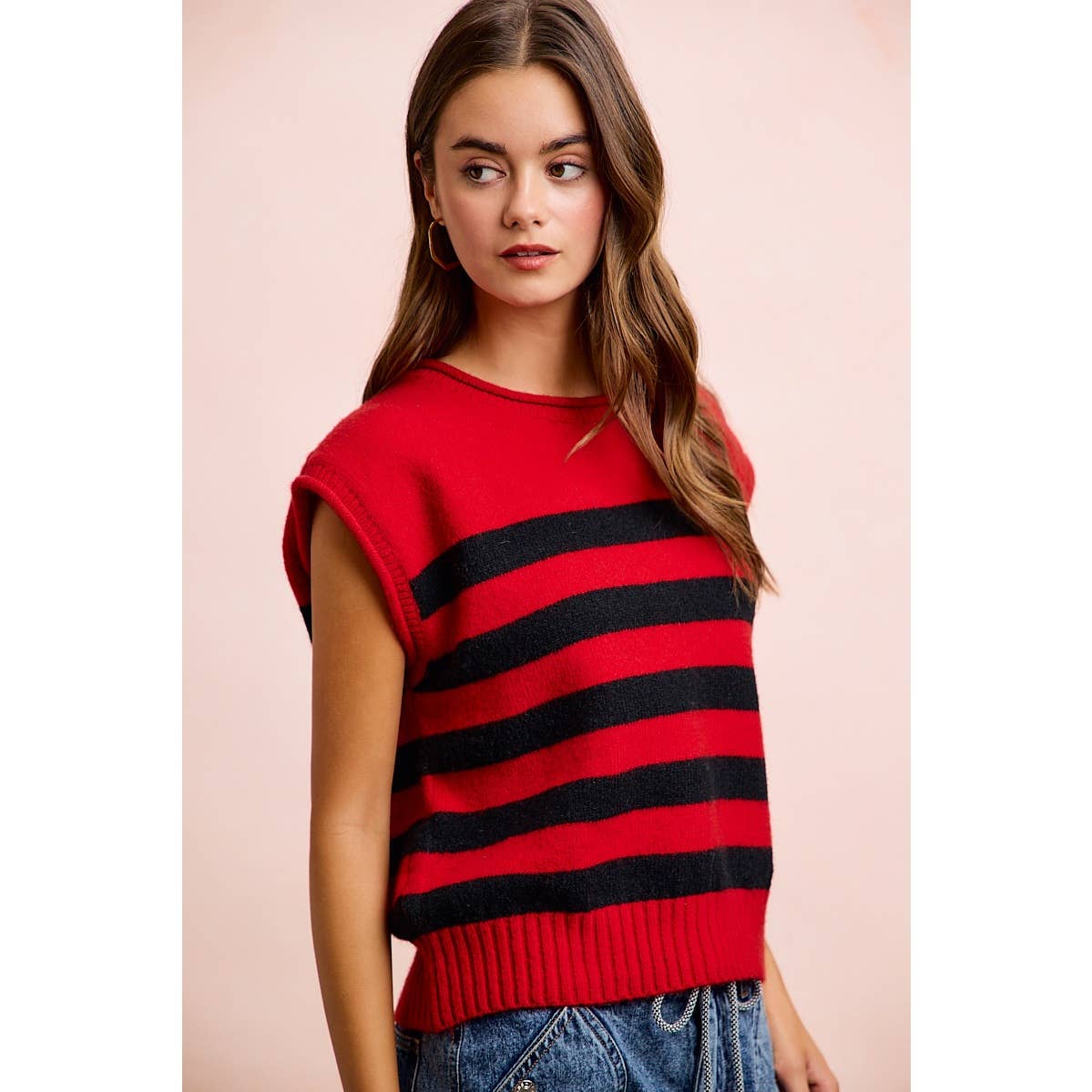 Gameday Striped Sleeves Knit Top