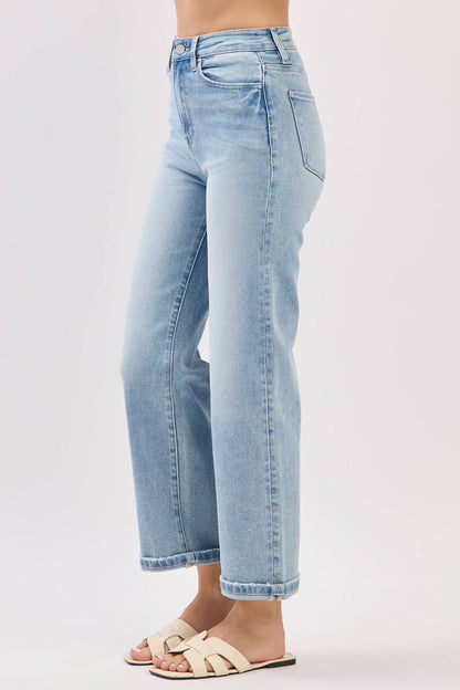 High Rise Stretch Relaxed Straight Jeans