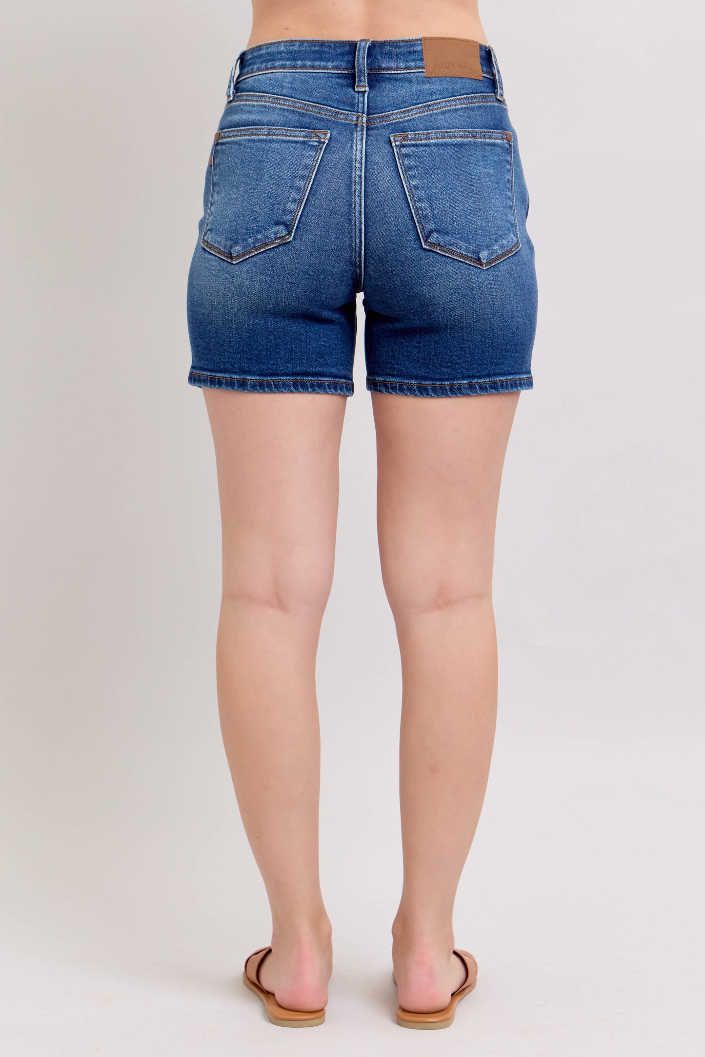 Judy Blue High Waisted 2 Button Mid Length Dad Shorts
