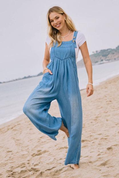Oddi Washed Chambray Overall Jumpsuit