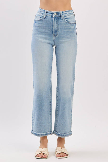 High Rise Stretch Relaxed Straight Jeans