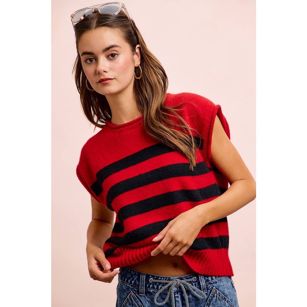 Gameday Striped Sleeves Knit Top