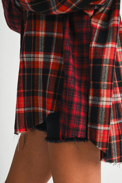 Oversized Plaid Flannel Shirt | Red + Black