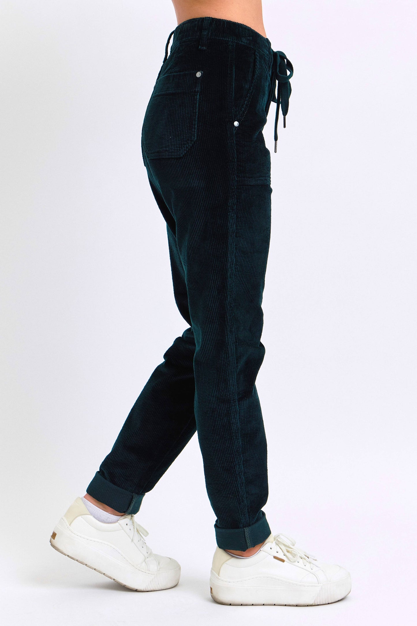 High Waisted Corduroy Cuffed Jogger