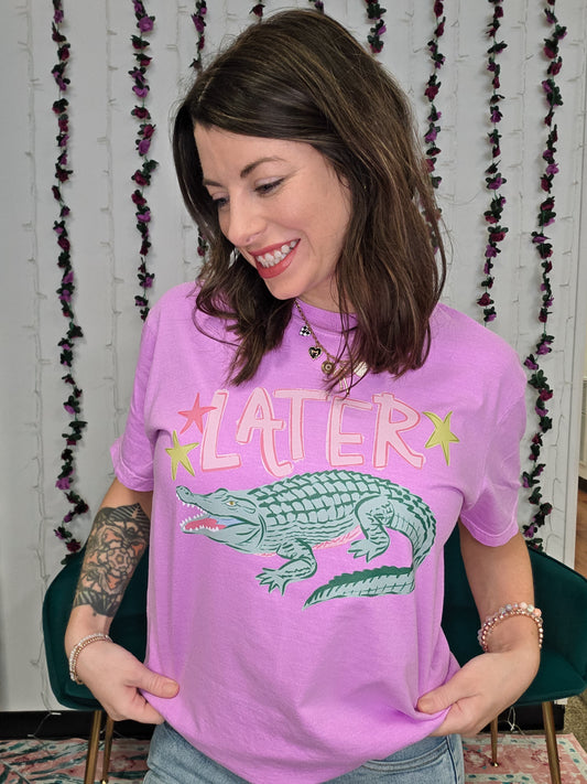 Later Gator, After While Crocodile - Neon Violet
